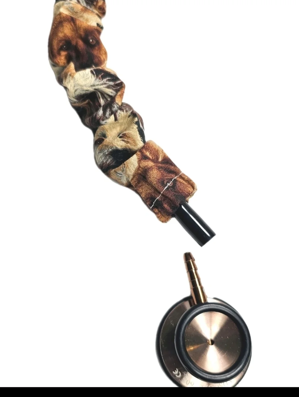 Handmade Unisex Dog Pack Print Brown Stethoscope Sleeve: Washable Cotton Cover